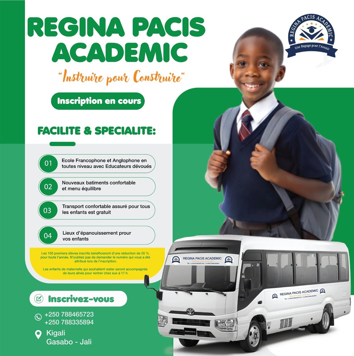 Regina Pacis Academy — inscription en cours